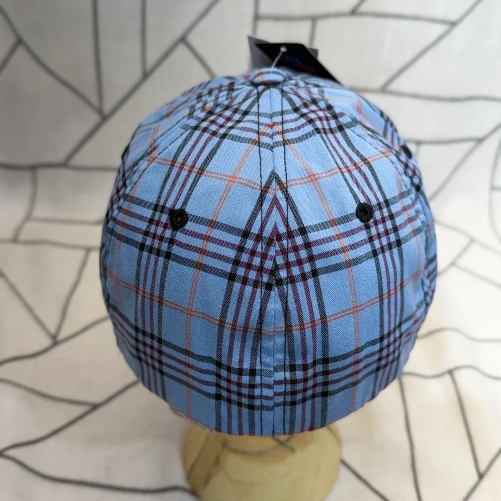 Justin Boots Baseball Cap S/M Blue‎ Plaid Flexfit M&F Western Hat 1598013-S/M